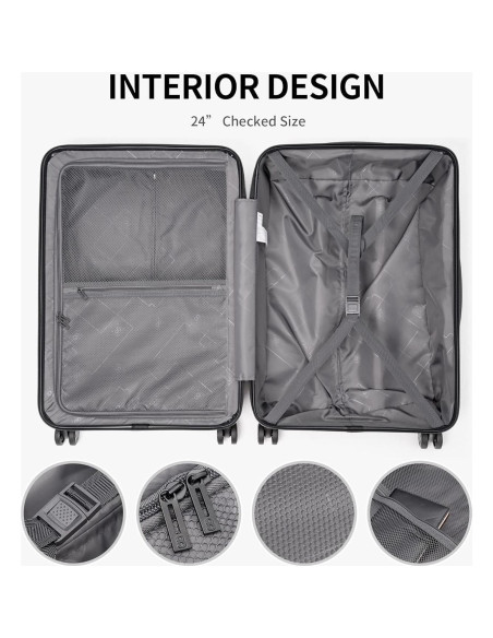 Conjunto de Equipaje LEVEL8 Grace 3 Piezas Negro 20/24/28 Pulgadas