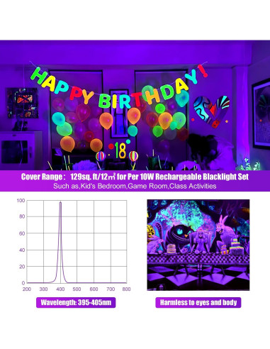 Barra de Luz Negra Recargable Sayitwill 2 Paquetes 10W