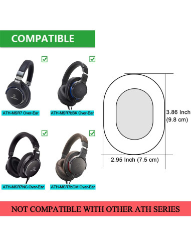 Almohadillas de Repuesto JARMOR para Auriculares Audio-Technica ATH-MSR7 - Cuero de Proteína y Espuma de Memoria