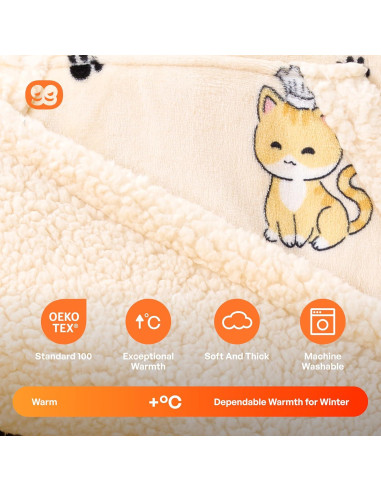 Manta con Capucha Giggling Getup Sherpa para Adultos - Gato Beige