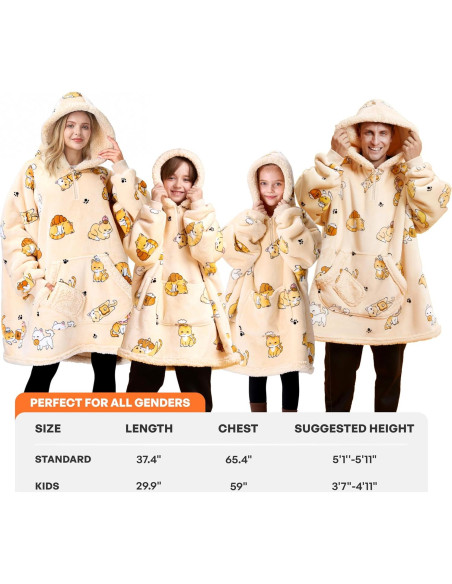 Manta con Capucha Giggling Getup Sherpa para Adultos - Gato Beige