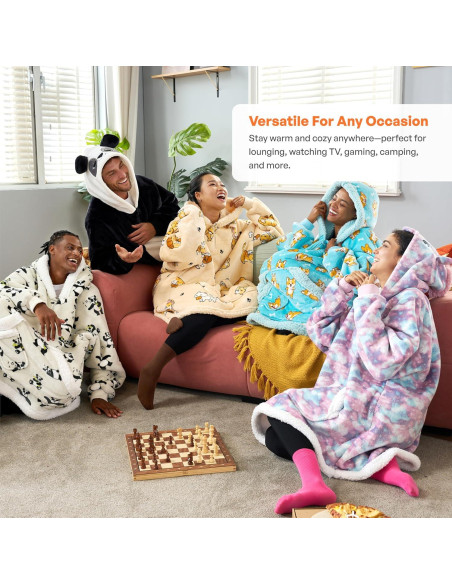 Manta con Capucha Giggling Getup Sherpa para Adultos - Gato Beige