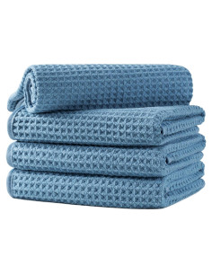 Conjunto de 4 Toallas de Mano Microfibra Azul 40x66 cm