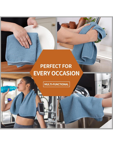 Conjunto de 4 Toallas de Mano Microfibra Azul 40x66 cm