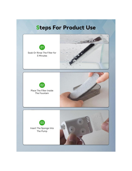 Filtros y Esponjas para Fuente de Agua Gatos DCIOGAT 8 Pzs