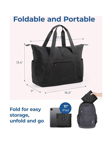 Bolsa de Gimnasio Plegable BAGSMART 23L Negra para Viajes