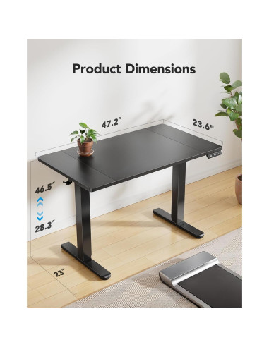 Escritorio Eléctrico Ajustable HUANUO 121.92x60.96cm Negro