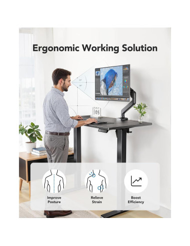 Escritorio Eléctrico Ajustable HUANUO 121.92x60.96cm Negro