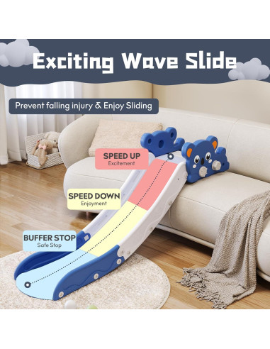 Tobogán para Niños Baotree 165 cm Azul, Seguro y Compacto