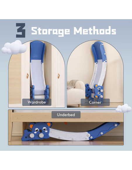 Tobogán para Niños Baotree 165 cm Azul, Seguro y Compacto