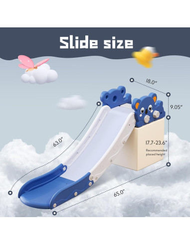 Tobogán para Niños Baotree 165 cm Azul, Seguro y Compacto