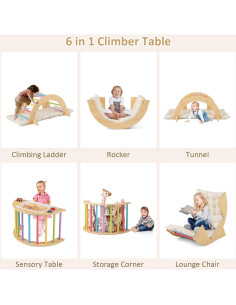 Arco de Escalada de Madera INFANS 6 en 1 con Cojín Suave 2