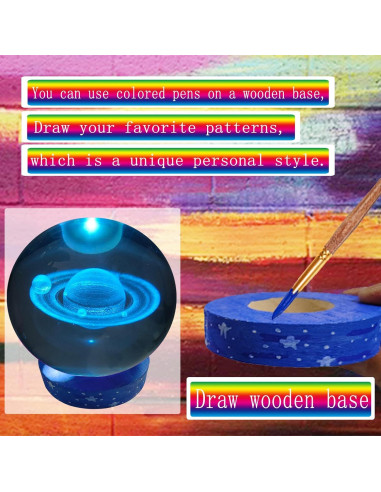 Bola de Cristal Saturno 80mm con Base LED Multicolor KAZETEC