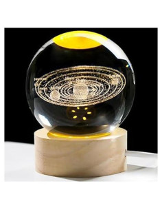 Lámpara 3D del Sistema Solar Arikyrist con Base de Madera