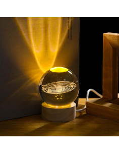 Lámpara 3D del Sistema Solar Arikyrist con Base de Madera 2