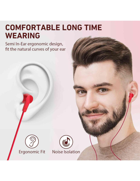 Auriculares UrbanX R2 Intrauditivos con Cable 3.5mm Rojo