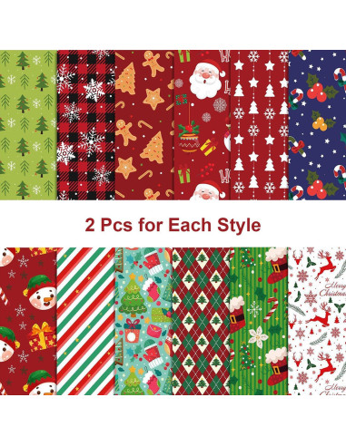 Juego de Papel de Patrón Navideño Sorkwo 24 Hojas 30.48cm