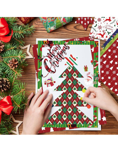 Juego de Papel de Patrón Navideño Sorkwo 24 Hojas 30.48cm