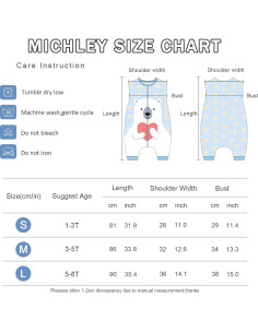 Saco de Dormir para Bebés MICHLEY Oso 1-3A Lavable 2