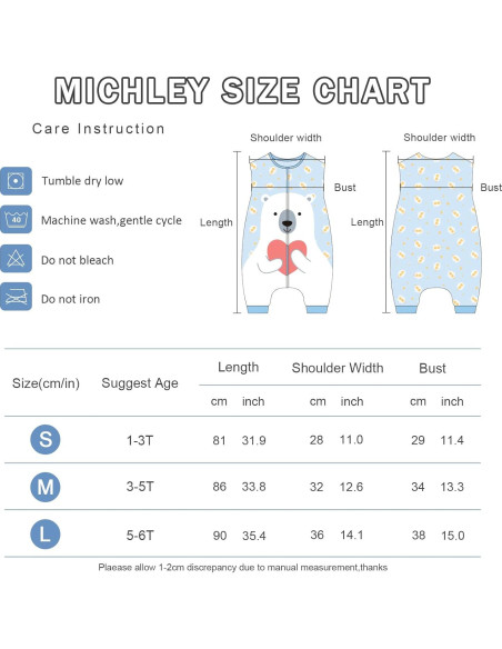 Saco de Dormir para Bebés MICHLEY Oso 1-3A Lavable