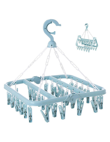Estante Plegable para Secar Ropa Rainfordhoma 32 Clips Azul