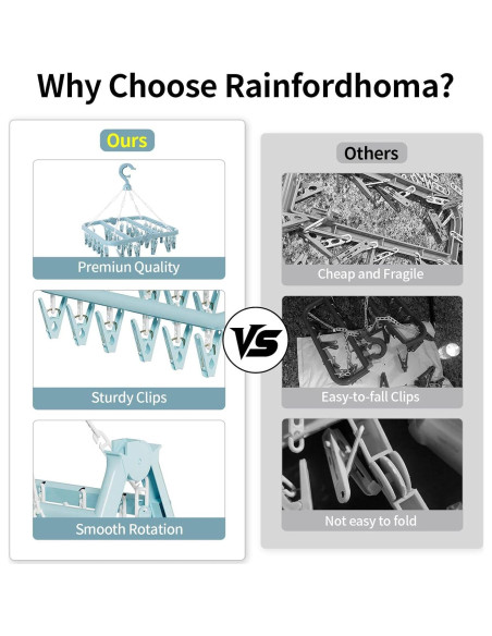 Estante Plegable para Secar Ropa Rainfordhoma 32 Clips Azul