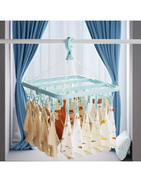 Estante Plegable para Secar Ropa Rainfordhoma 32 Clips Azul