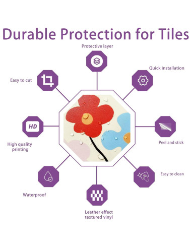 Calcomanías de Azulejo Vintage PONIIIEU 20x20cm 10 PCS