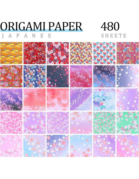 480 Hojas Papel Origami Japonés Doble Cara 15x15 cm Lincia