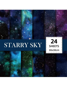 Bloc de Papel de Scrapbook iKammo 30.5x30.5cm - 24 Hojas Estrelladas 2