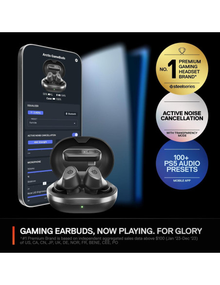 Auriculares Arctis GameBuds SteelSeries - Inalámbricos 2.4GHz + Bluetooth 5.3 - ANC - 40H Batería