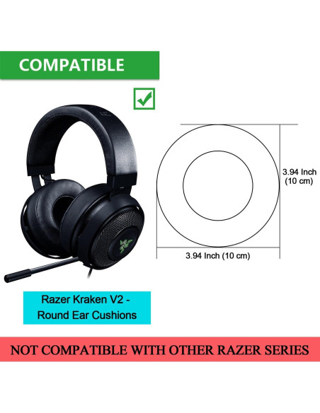 Almohadillas de Espuma JARMOR para Auriculares Razer Kraken V2