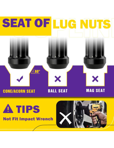 Juego de 24 Tuercas de Pico M14x1.5 Negras HOWBOW