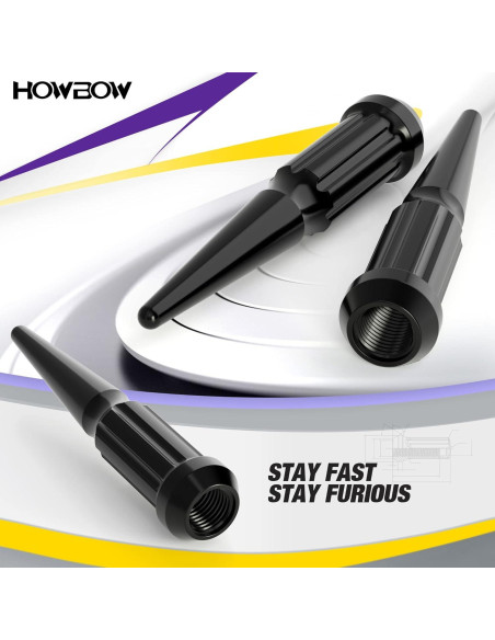 Juego de 24 Tuercas de Pico M14x1.5 Negras HOWBOW