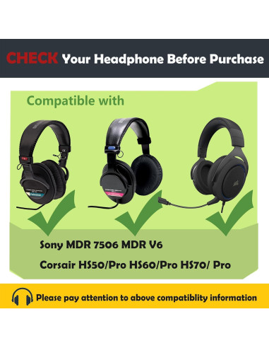 Almohadillas de Repuesto HTINDUSTRY para Sony MDR 7506 y Corsair HS