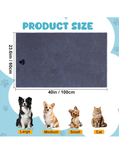 Toallas de Microfibra WOUSEDO para Perros - Paquete de 2 Gris