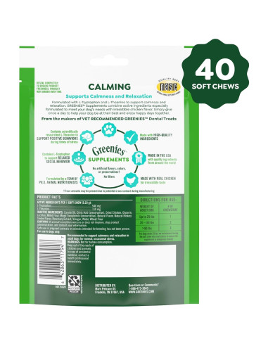 Suplementos Calmantes Greenies para Perros Sabor Pollo 207 g