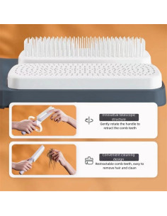 Cepillo de Cabello Autolimpiante Xinqirity Gris 24x6cm 2