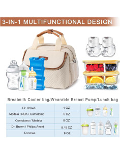 Bolsa de Enfriamiento de Leche Materna BABEYER 8.6L Crema 2