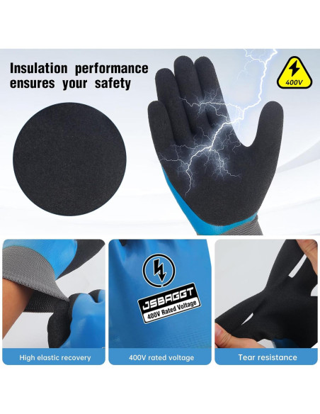 Guantes de Electricista Aislados 400V JSBAGGT Impermeables