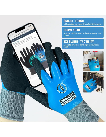 Guantes de Electricista Aislados 400V JSBAGGT Impermeables