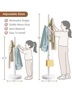 Perchero de pie GVRVHJS azul ajustable 8 ganchos 177.8 cm 2