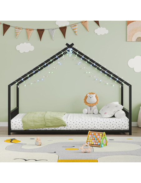Cama Casa Twin WDYLWFHW con Luces LED y Estructura de Metal