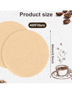 400 Filtros de Café Desechables Wangpeipeimm 6.35cm Naturales 2