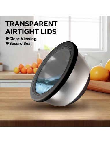 Juego de 5 Tazones de Mezcla KITEISCAT Acero Inoxidable Negro