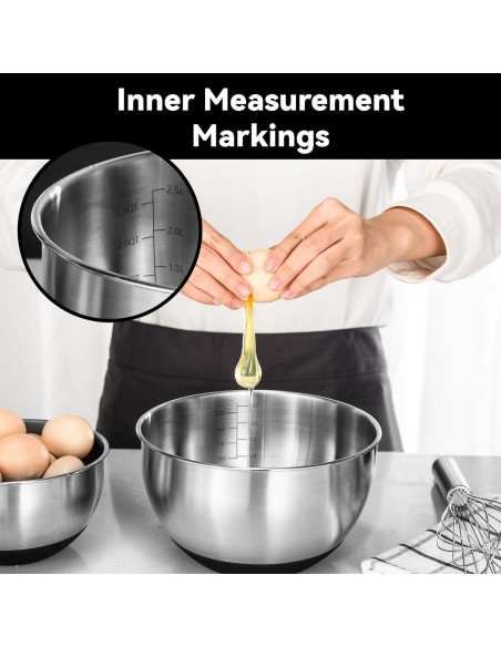 Juego de 5 Tazones de Mezcla KITEISCAT Acero Inoxidable Negro