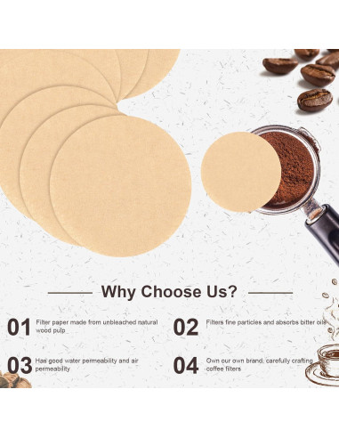 400 Filtros de Café Desechables Wangpeipeimm 6.35cm Naturales