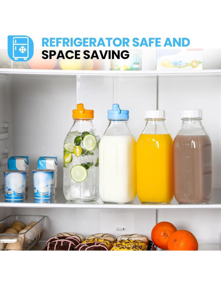 Paquete de 2 Botellas de Leche de Vidrio POIKSHARK 0.91L