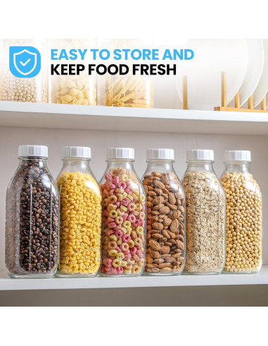 Paquete de 2 Botellas de Leche de Vidrio POIKSHARK 0.91L