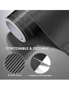 Vinilo de Fibra de Carbono 3D Yescom 152x1500 cm Negro 2
